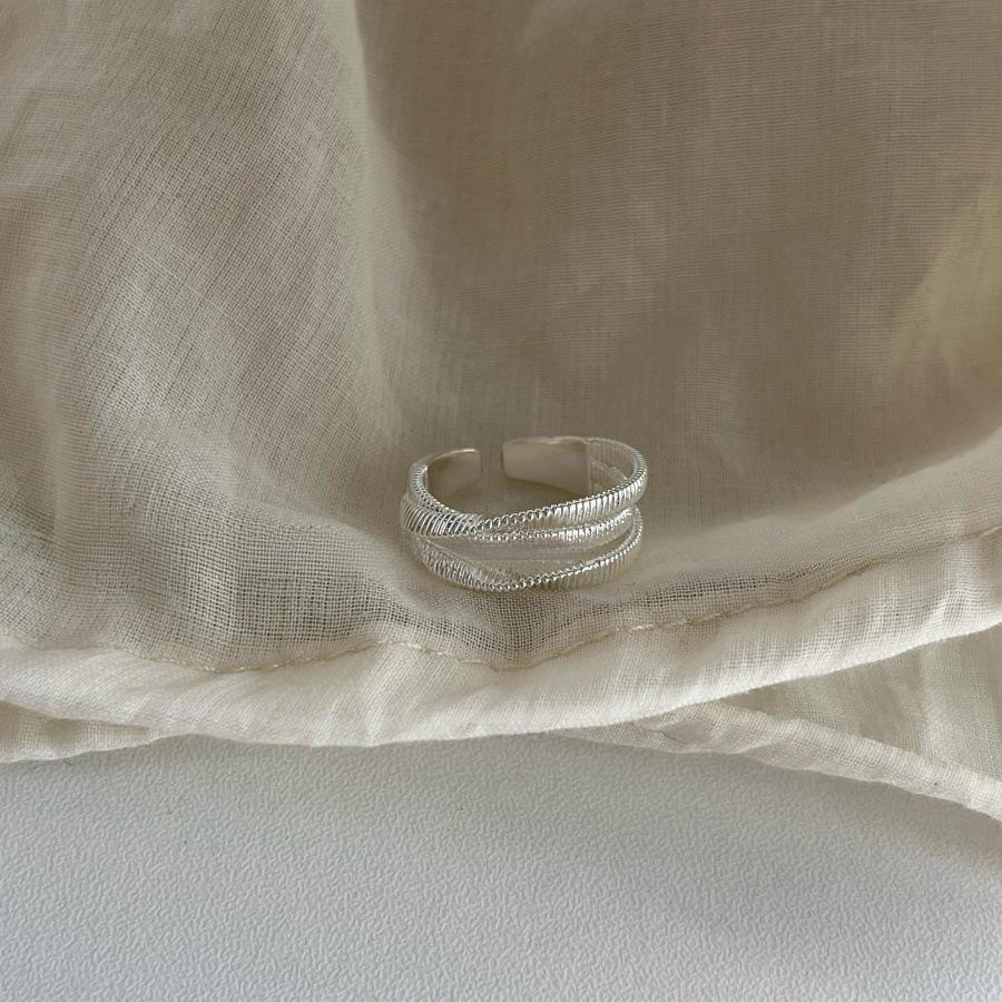 Vintage Multi-layer Winding Zircon Texture Flower Ring Female Index Finger Ring Ins Cold Wind Open Ring