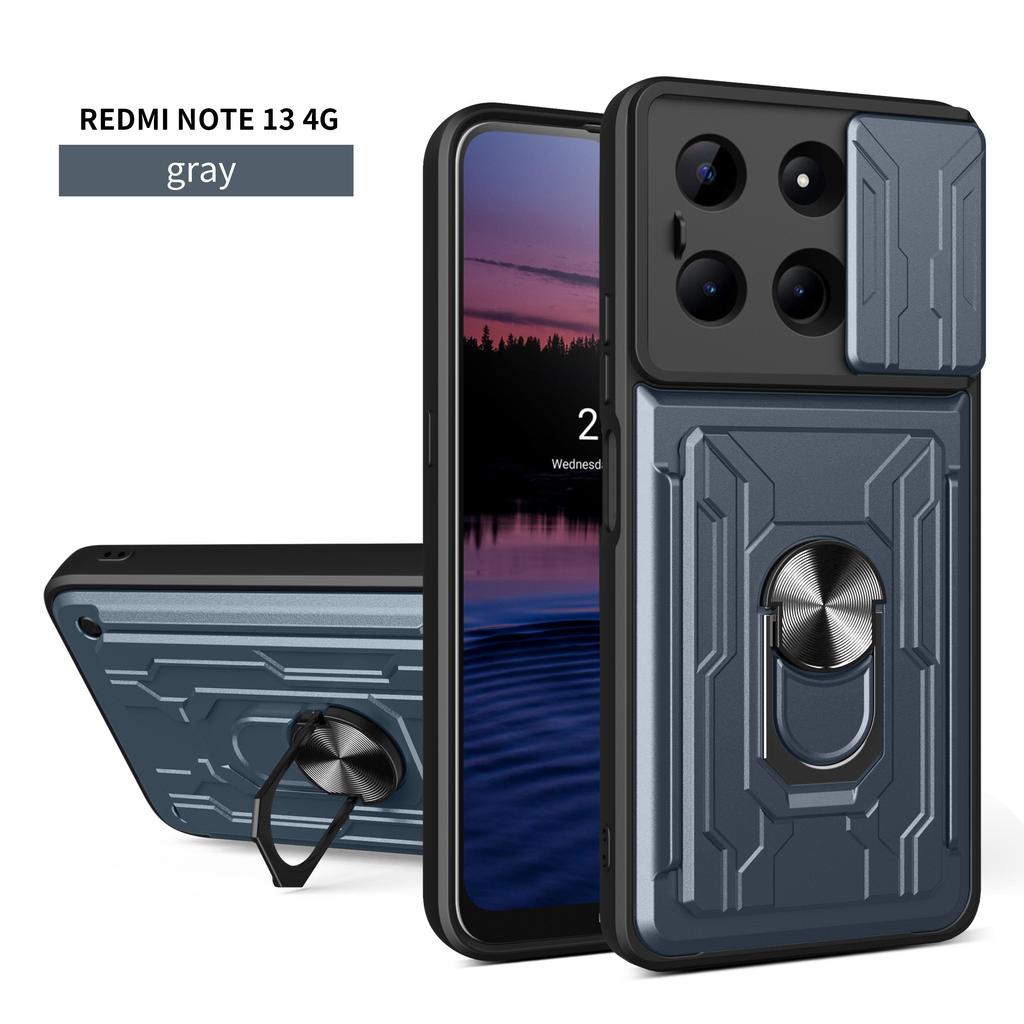 For Redmi Note 13 Pro/Note 13/Redmi K70E Redmi 12C Redmi 11A 4G Car Mounted Magnetic Rotating Ring Card Slot Phone Case