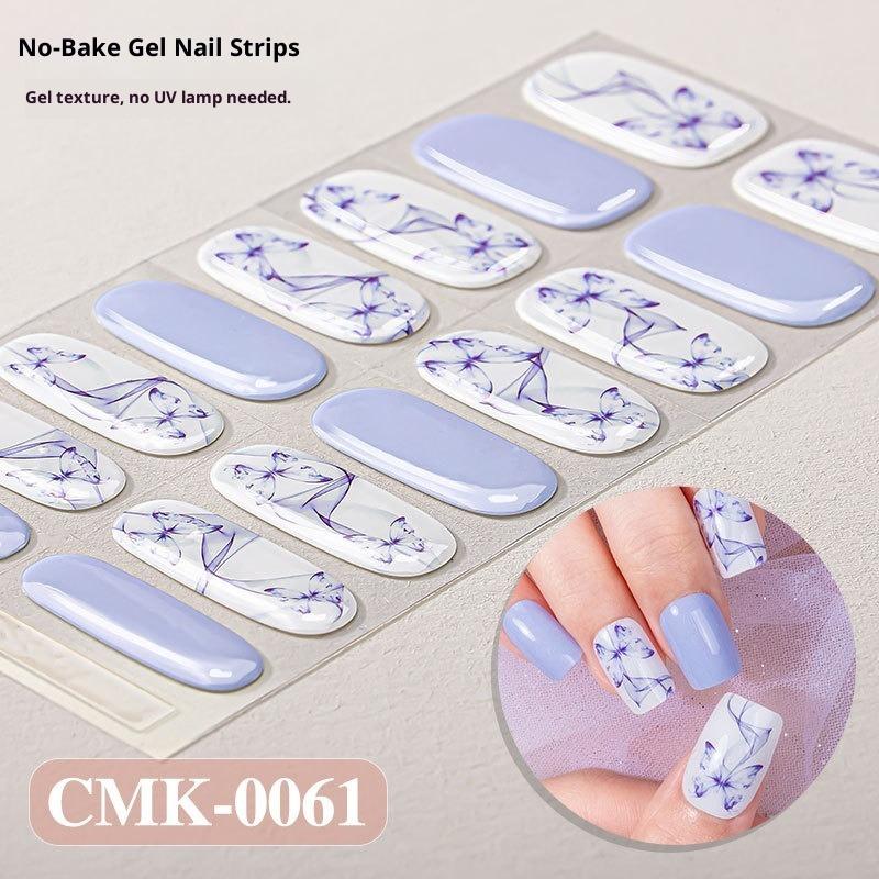 French-style No-bake Gel Nail Stickers, Glittery Gradient, Amazonian Style, No-bake Nail Stickers