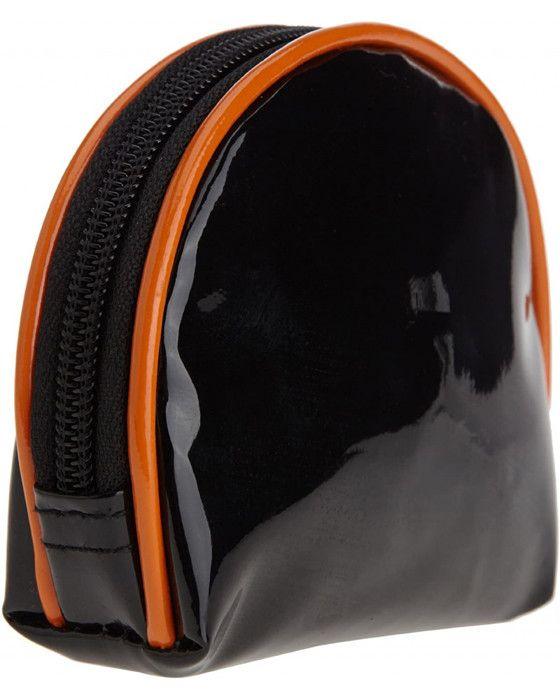 Porte-monnaie - Le Temps des Cerises - RUMBA - Cuir synthétique verni - Demi-lune - Noir et Orange