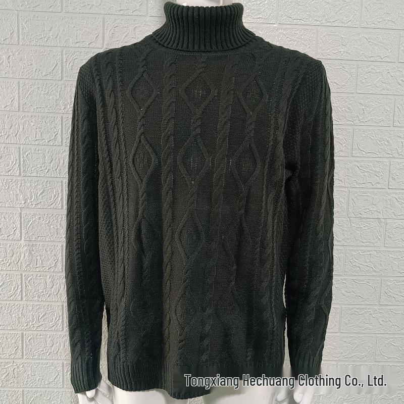 Men's European & American High Neck Knitted Sweater, 2025 Fashion Plus Size Knitwear