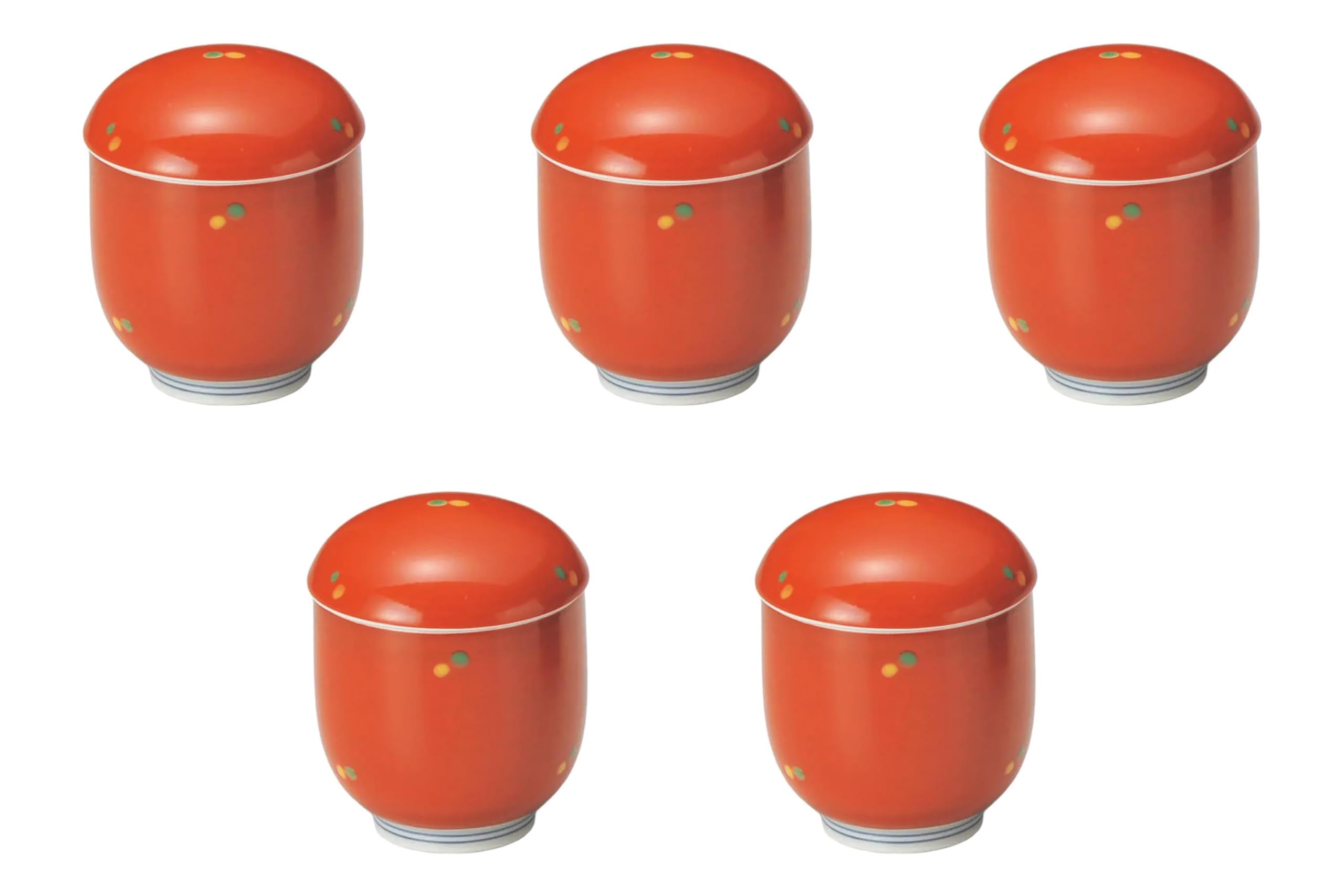 

Набор из 5 вермильоново-зеленых пиал в горошек x 8 см, мини-пароварки Арита, от Setomonohonpo [6.5 (150cc)] зелёный