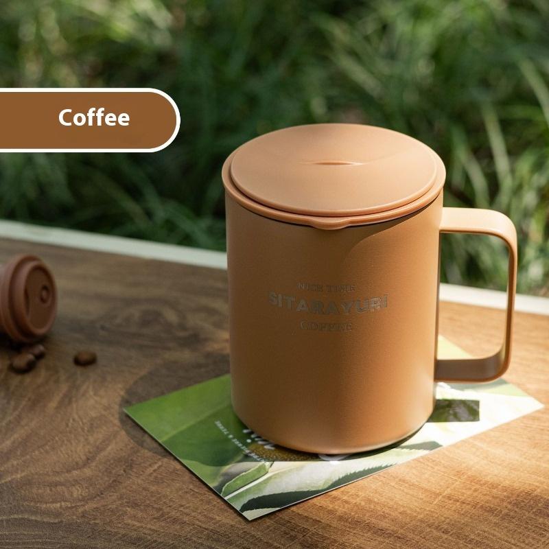 

400 мл Портативная чашка-термос из нержавеющей стали, вакуумная колба, чашка для холодных и горячих напитков с ручкой, автомобильная чашка, термокружка для путешествий, кофейная кружка с термоизоляцией 400ML кофейный