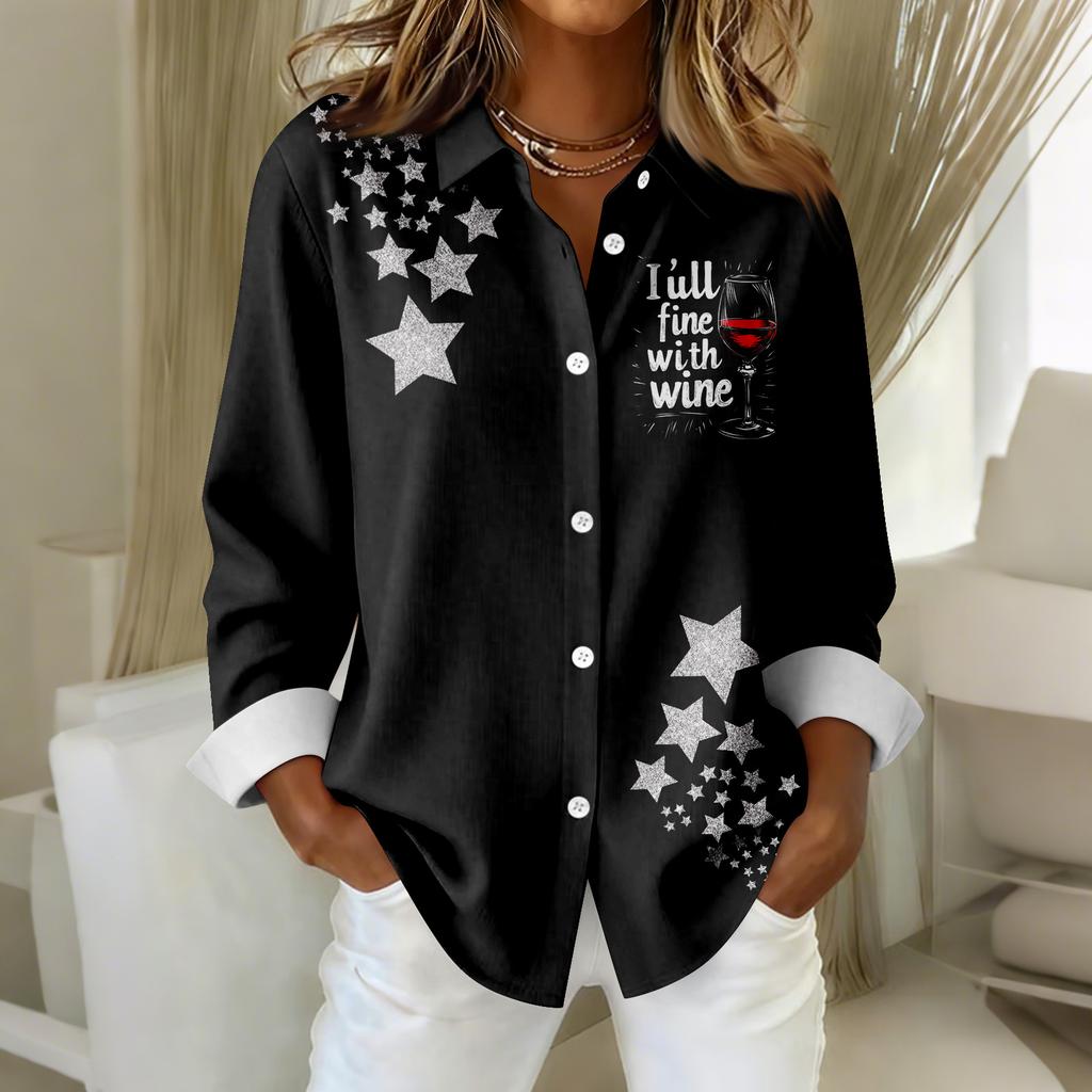 Women's Shirt Blouse Print Button Long Sleeve Casual Basic Shirt Collar Regular Top