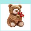 Teddy Bear Plush Toy With Rose For Romantic Gift And Valentines Day Decor