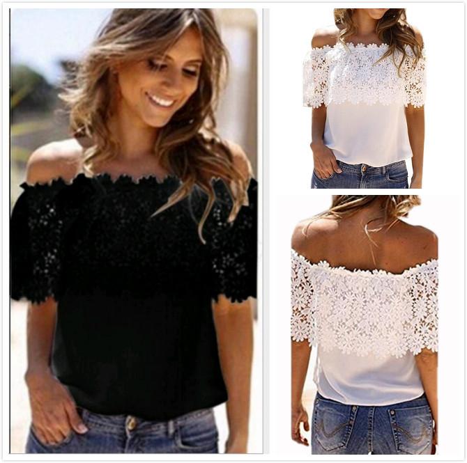 Womens Viscose Crochet Lace Trim Tshirt Business Casual Top For Office Wear And Casual Outfits