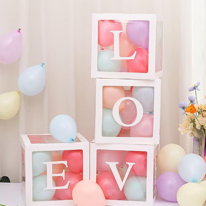 

Прозрачная коробка для шаров с буквами, украшения, С днем рождения, свадебный декор, принадлежности для вечеринки по случаю дня рождения, коробка для шаров