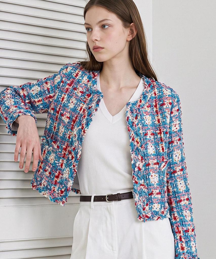 FOREVER21 Multi-Color Simple Tweed Jacket (Ftdcjk021)