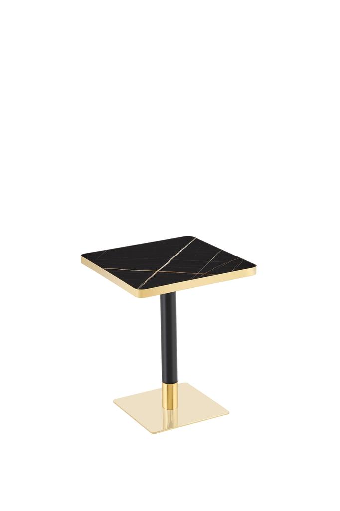 Square Dining Table UV Panel Marble Look Metal Frame Modern