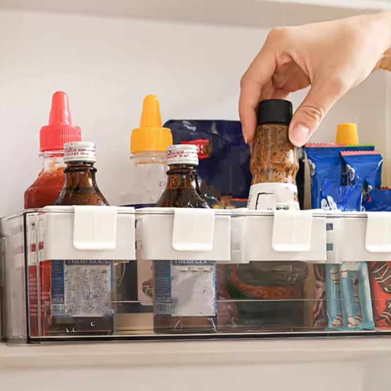 Plastic Retractable Storage Box Partition Plate For Refrigerator Side Door Sorting Storage Classification Grid Clip Organize