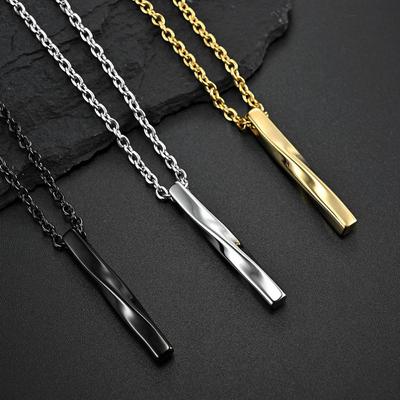 Collar de Acero de Titanio Estilo Japonés y Coreano Espiral Recto Mobius Moderno para Hombre y Mujer Ropa Hip-hop Colgante