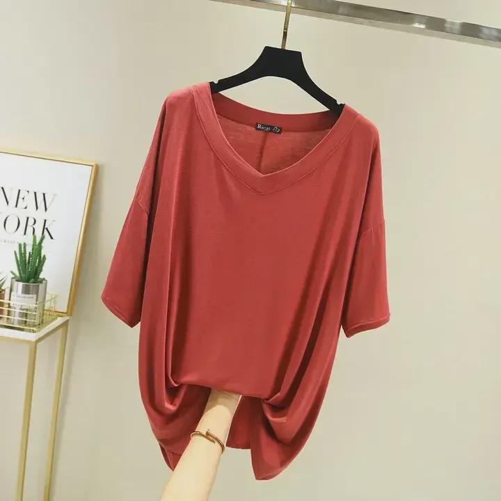 Spring/Summer Modal V-Neck Loose Casual Plus Size Pajama Set