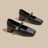 Fashion AIYUQI Mary Jane Shoe Girl 2025 New Women's High Heels Square-Toe Vintage Large-Size Strapless Shoes Women Dress Shoes Female