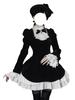 MODKOKU Gothic Lolita Neat and Jabot Ruffle Princess Long Size S Dress, Women's, 3-Layer Tiered, Clean, Ribbon, Lace, Lace-Up, Dress, Dreamy, Cute,