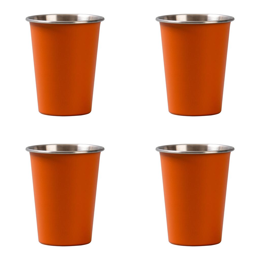 4pcs Stackable Camping Water Cup 350ml Teas Coffees Milk Beer Mug Stainless Steels Drinking Cups Outdoor Travel Cups