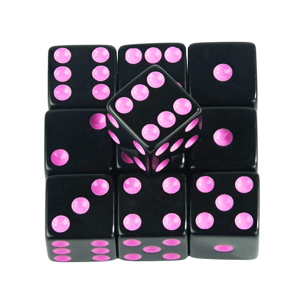 10pcs Game Dice 6 Sided 16mm Black Acrylic Dice Standard Colored Dots for Board Game Classroom Math Accesories