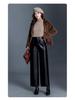 Women's High-Waisted Leather Pants - 2025 Autumn/Winter Loose Straight-Leg Lambskin