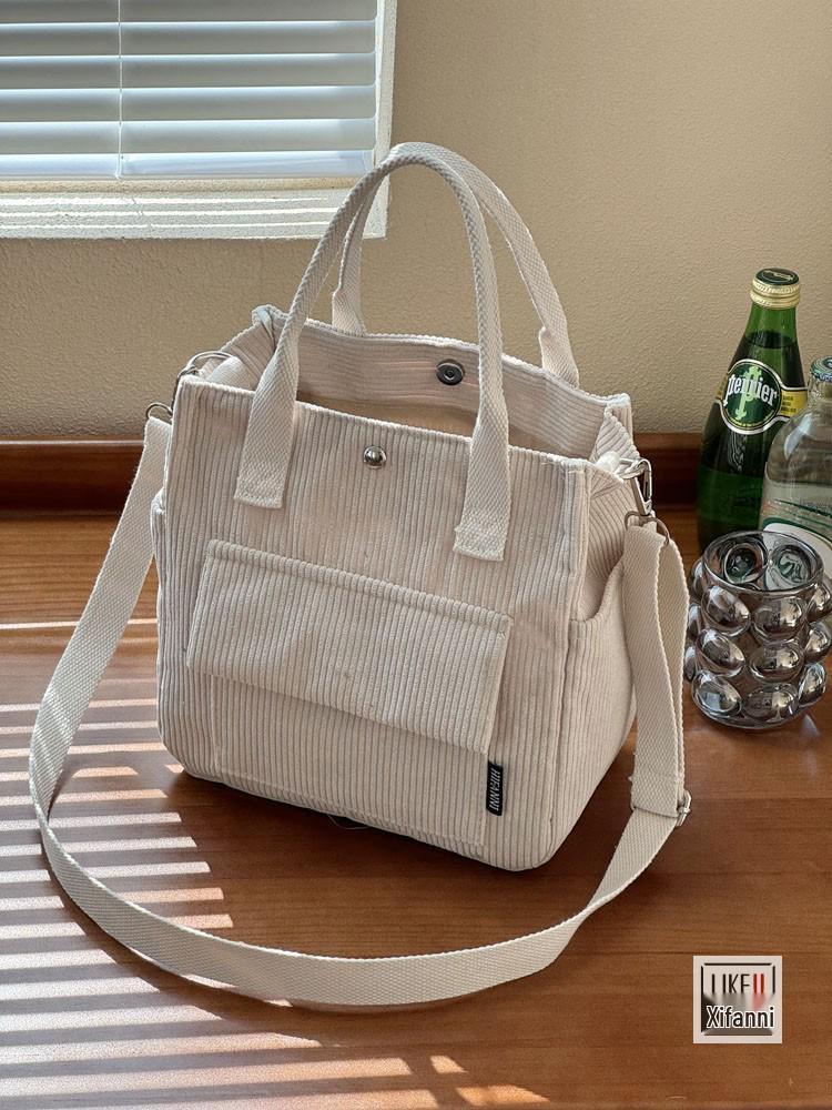 

Оригинальная вельветовая сумка-тоут с несколькими карманами - Универсальная ручная сумка-мессенджер и сумка для ланча для студентов