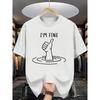 Selbstbewusst und voller Energie, das "I'M FINE" Rundhals-T-Shirt ist stilvoll, schlicht, vielseitig und bequem, perfekt für den alltäglichen lässigen Look