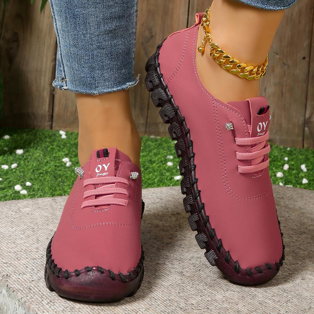 Zachtzoolleren schoenen met runderspierzolen, Comfortabele rode schoenen, Lente echt leer, Eén voet, Niet vermoeiende enkelschoenen