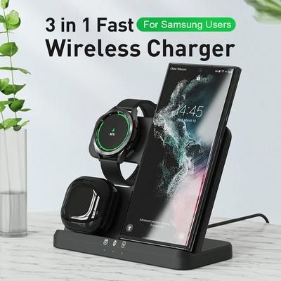 3 In 1 Drahtlose Ladegerät Halter Für Samsung S23 S22u 21 20 15w Schnelle Ladestation Stehen Für Galaxy uhr 5 4 3 Knospen Pro Live 2
