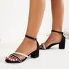 Summer New Women's High Heels Versatile Retro Word Belt Casual Color Matching Thick Heel Sandals High Heel Women's Shoes