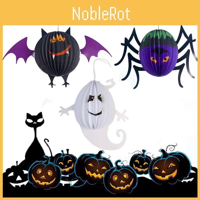 Durable Halloween Paper Lantern Pendant Featuring Realistic 3d Spider Bat Ghost Designs