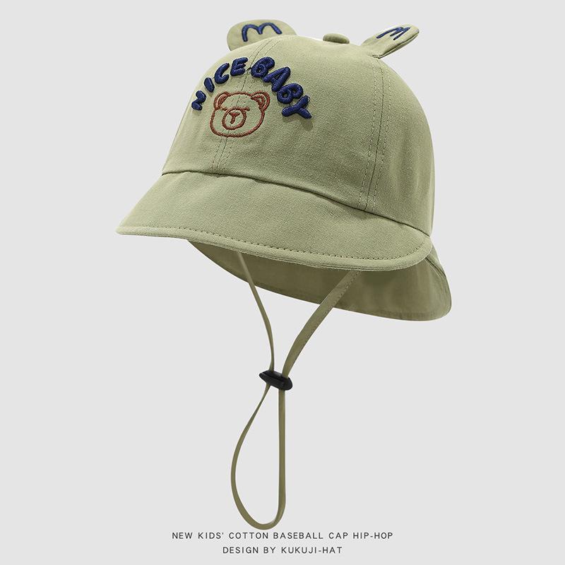 Spring & Autumn Baby Bear Double Brim Sun Hat - Breathable, Cute Unisex Bucket Hat for Boys & Girls