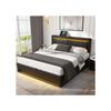 Lit rembourré - MUVOE - 140x190 cm - USB - Éclairage LED - Rangement sous le lit
