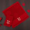 35x35 Wine Red Double Happiness Wedding Towel - Thick Embroidered Souvenir