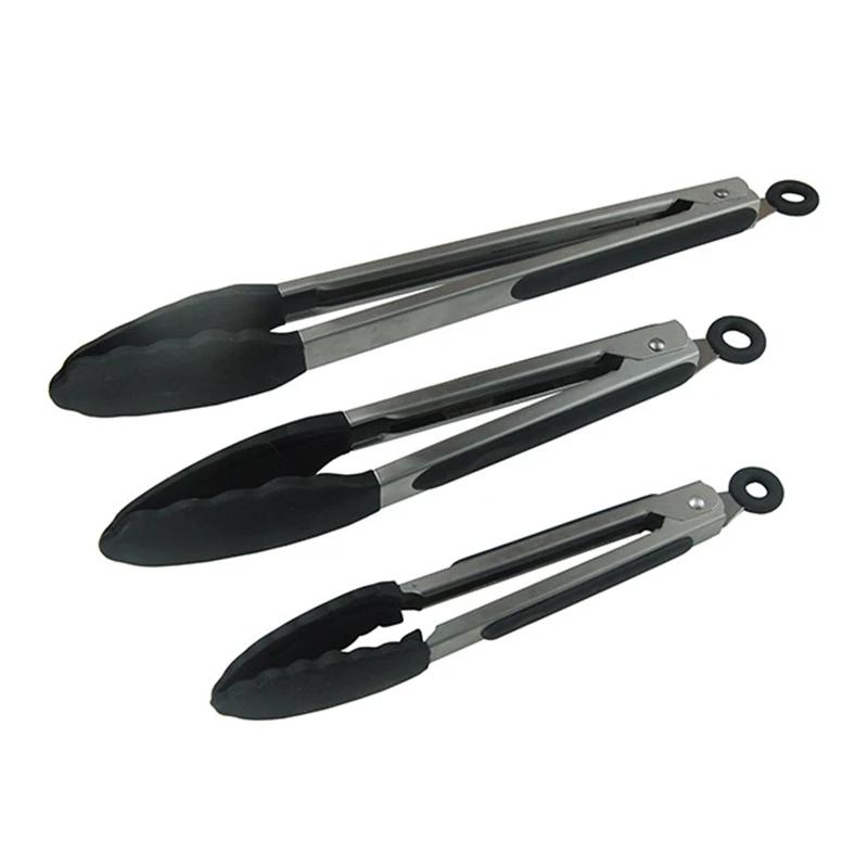 7/9/12inch Household Multi-functional Stainless Steel Food Tongs with Handles, Kitchen Bread Tongs, Barbecue and Steak Tongs