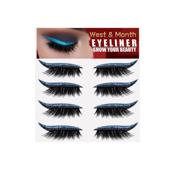 Yousheng 4Pairs/Set Eyeliner Sticker Glue-Free Self-Adhesive Colorful Fashion Beauty Makeup Eyeline Sticker for Female