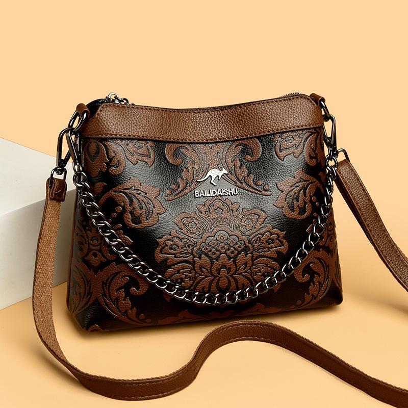 Fashion Embossed Chain Bag - Women's Single Shoulder Bag - Casual Crossbody Bag