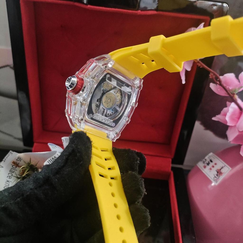 Colorful Transparent Multifunctional Chronograph Quartz Watch with Calendar and Tourbillon for Men and Women