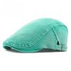 Vintage Washed Denim Beret for Men Women British Retro Flat Cap Solid Color Cotton Newsboy Cap Adjustable Duckbill Cap