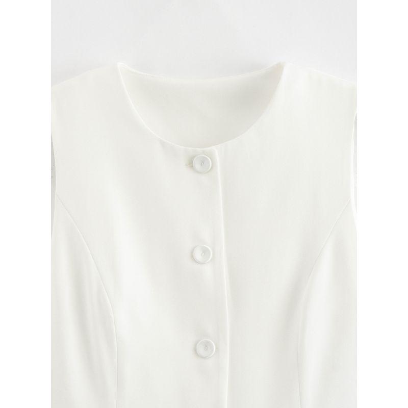 Kaslead New Arrival Women's Fashion Style Fashion Minimalist Sleeveless Button Decoration Vest Casual Shorts Suit