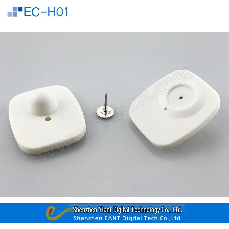 Étiquette antivol RF carrée noire 8,2 MHz pour magasins de vêtements