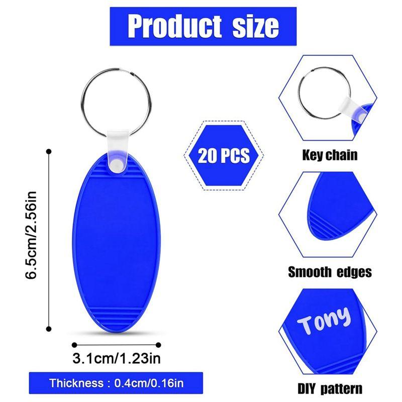 AEE4-20Pcs Motel Keychain Blanks, Sublimation Keychain Blanks DIY Key Chains Supplies For Hotel Room Number Tag, (Oval)