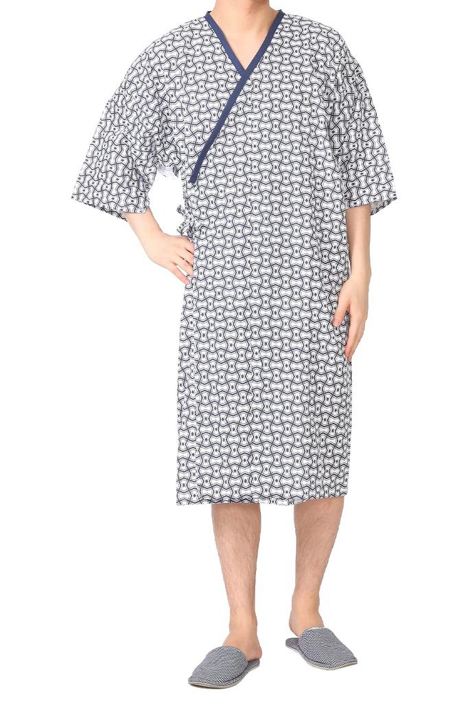 Yoneshichi Gauze for Hook and Loop Made in for Hospital White Sleepwear, Medium, Caregivers, Closure, Japan, Men's, Double-Layered Gauze, 100% Cotton,