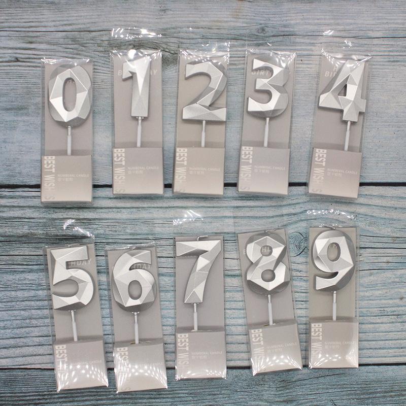 Birthday Party Cake Decoration Candles Gold-plated Gold Silver Bright Time and Space 0-9 Digital PVC Boxed Candles