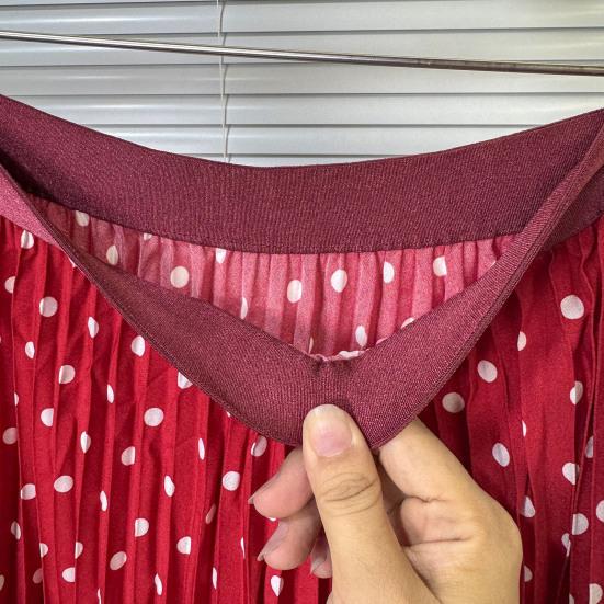 Gonna Donna Elastica Vita Alta Gonna Maxi a Linea A Modellante Ampio Fondo Stampa Pois Pieghettata Lunga per Uso Quotidiano Lavoro Tempo Libero