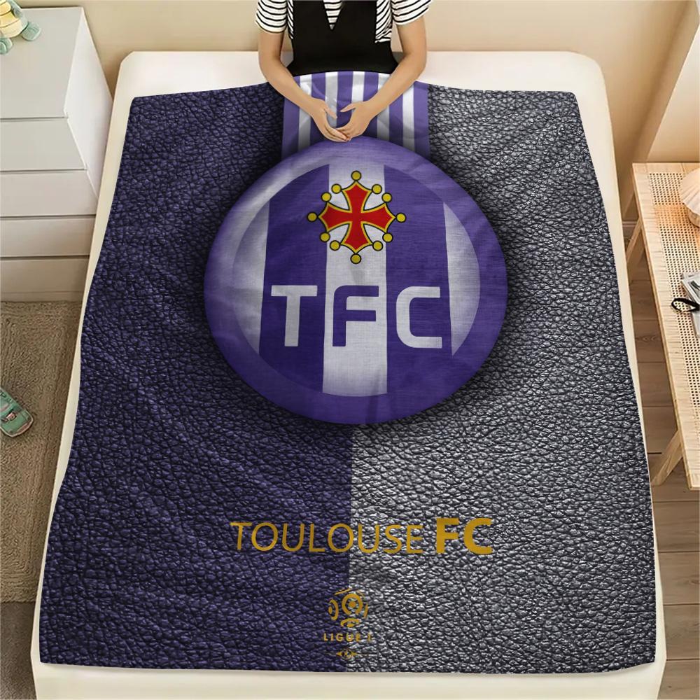 Toulouse Football Club Flanelldecke mit Aufdruck, Hohe Qualität, Bequem für alle Jahreszeiten, Heimdekoration, Wärme und Komfort