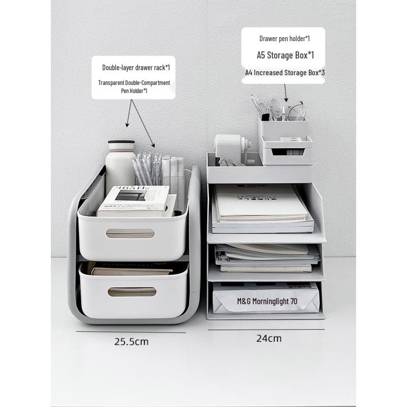 Multifunktionaler Schreibtisch-Organizer: A4 Aktenhalter, Stifthalter, Büroablage