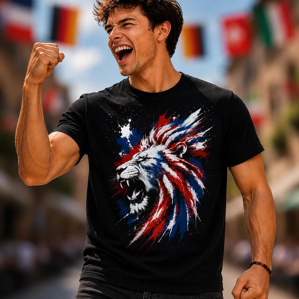 Patriotic Lion T Shirt Roaring Lion Graphic Tee Gift 2XL