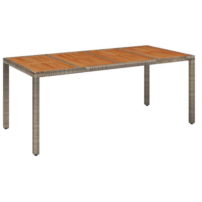 VidaXL Garden Table Wood Top Grey 190x90x75 Cm Woven Resin, Garden Furniture, Outdoor Furniture, Table, Table 319906