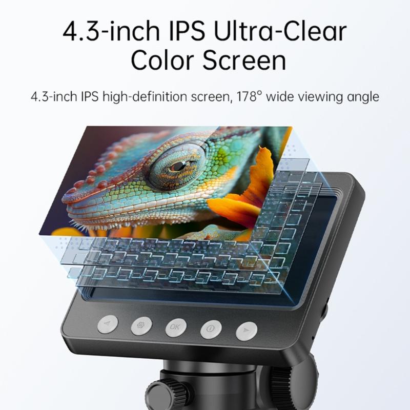 Digital Microscope 1080P 1000X Microscope USB Microscope Magnifier 4.3inch Screen for Repair Soldering Adult/Children