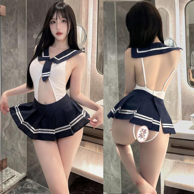 Sexy Plus Size Open Crotch Sailor Cosplay Intimate Lingerie Set