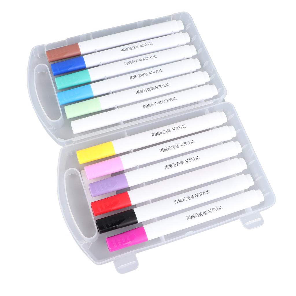 12 Pezzi Pennarelli Acrilici Colori Ricchi Struttura Triangolare Ergonomici Pennarelli Graffiti per Legno Tessuto Vetro Plastica
