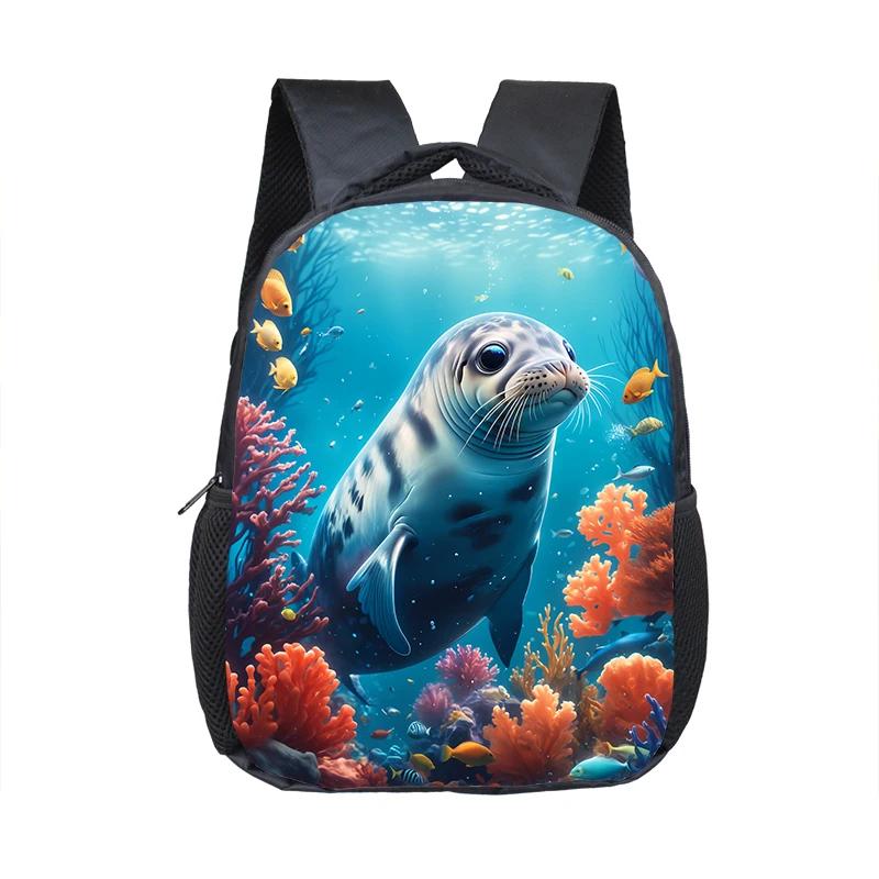 Dolphin / Turtle / Octopus/ Starfish Print Backpack for Children Marine Organism Schoolbags Toddler Kindergarten Daypack Bookbag