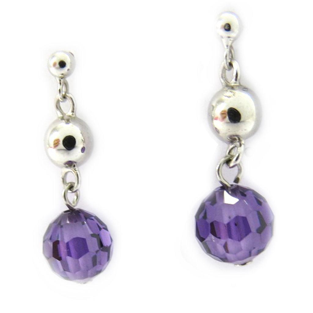 Les Trésors De Lily [G9018] - Amethyst 'Linda' Silver Earrings